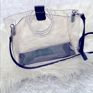 Clear Transparent  Trim Tote Bag/purse with crossbody & handles
